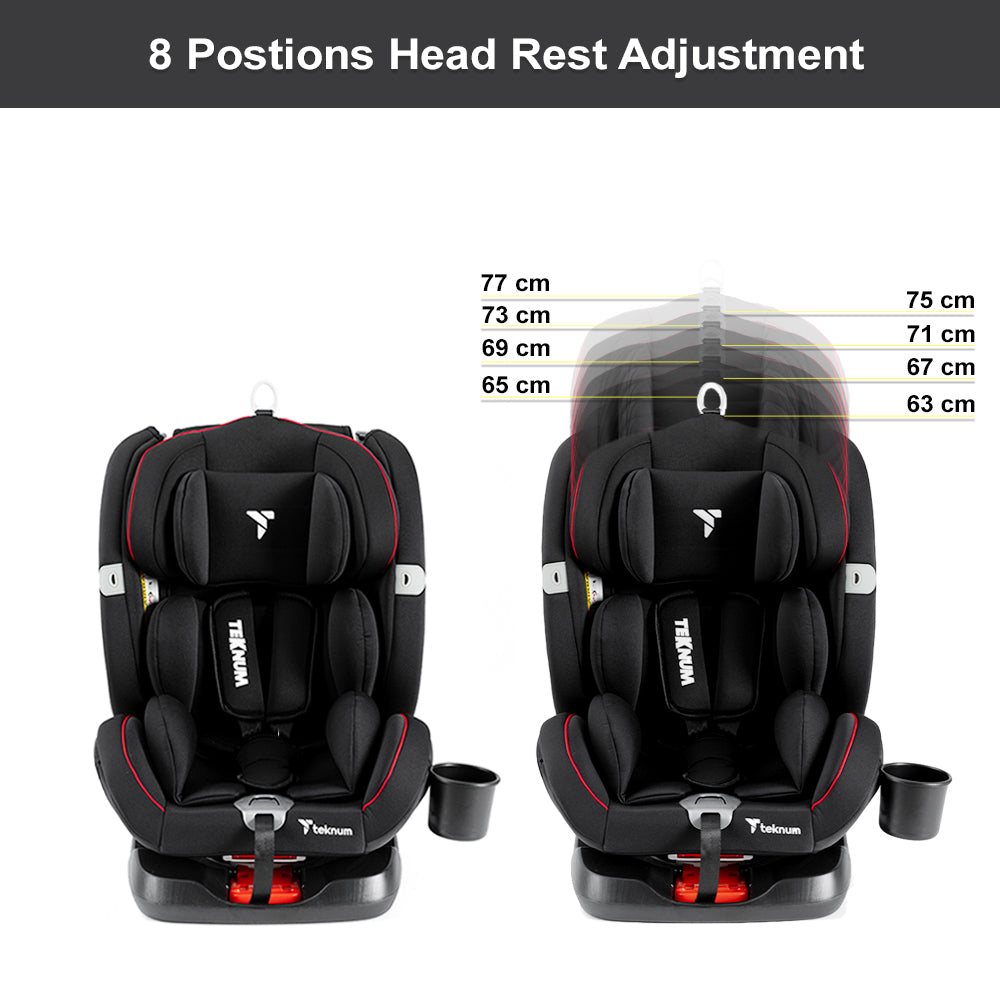 TEKNUM Evolve 360 Car Seat (0 - 12yrs) with SUNVENO Fashion Diaper Bag - Black