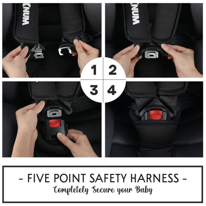 TEKNUM Evolve 360 Car Seat (0 - 12yrs) with SUNVENO Fashion Diaper Bag - Black
