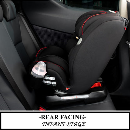 TEKNUM Evolve 360 Car Seat (0 - 12yrs) with SUNVENO Fashion Diaper Bag - Black
