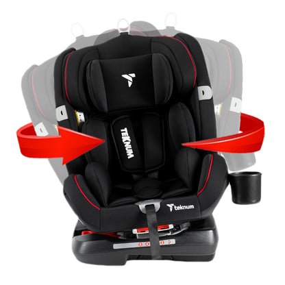 TEKNUM Evolve 360 Car Seat (0 - 12yrs) with SUNVENO Fashion Diaper Bag - Black