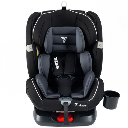 TEKNUM Evolve 360 Car Seat (0 - 12yrs) with SUNVENO Fashion Diaper Bag - Grey
