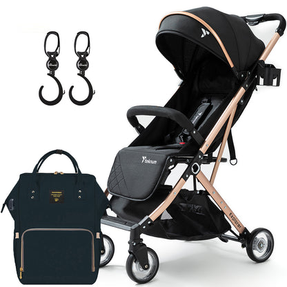 TEKNUM Explorer Travel Stroller w/t Diaper Bag & Stroller Hooks - Black