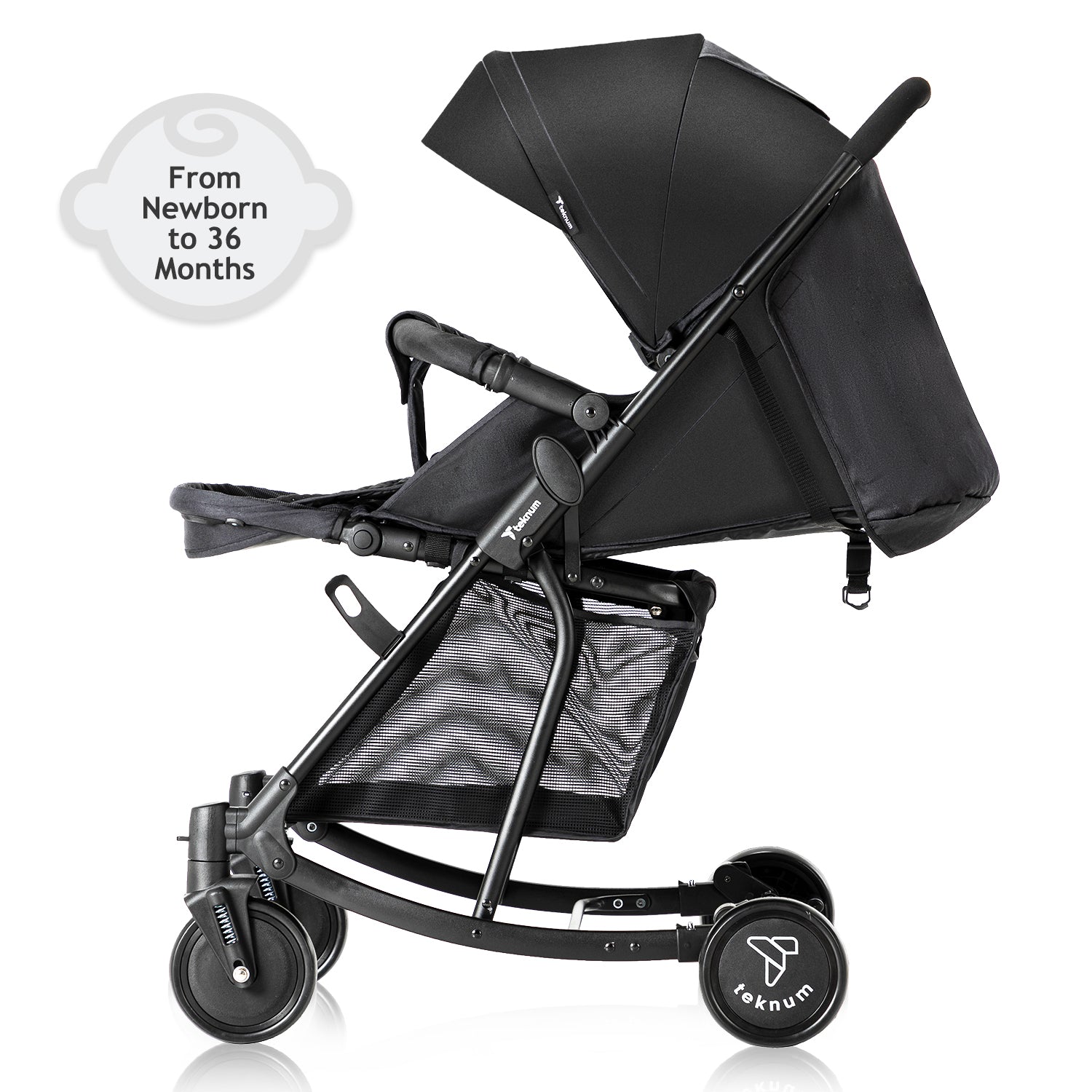 TEKNUM Stroller with Rocker w/Red Diaper tote Bag- Black