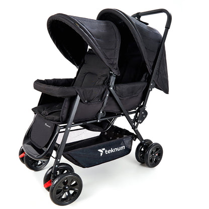 TEKNUM Double Baby Stroller with Hooks - Black