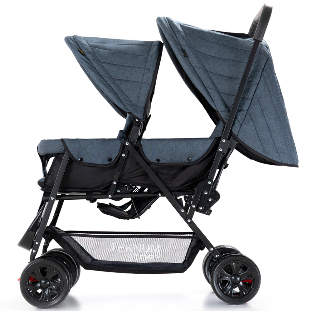 TEKNUM Double Baby Stroller with Hooks - Grey