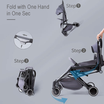 Travel Lite Stroller - SLD by TEKNUM - Dark Grey + SUNVENO Baby Stroller Organizer/Bag - Yellow wave