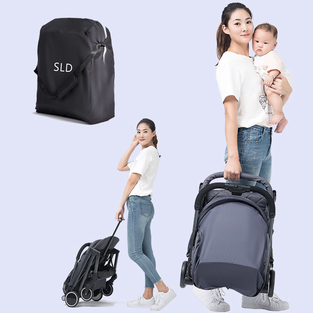 Travel Lite Stroller - SLD by TEKNUM - Dark Grey + SUNVENO Baby Stroller Organizer/Bag - Yellow wave