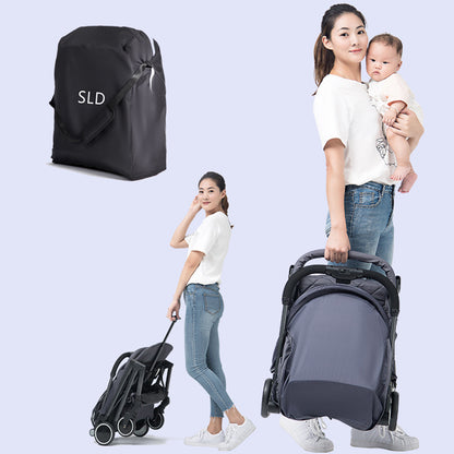 Travel Lite Stroller - SLD by TEKNUM - Dark Grey + SUNVENO Baby Stroller Organizer/Bag - Yellow wave