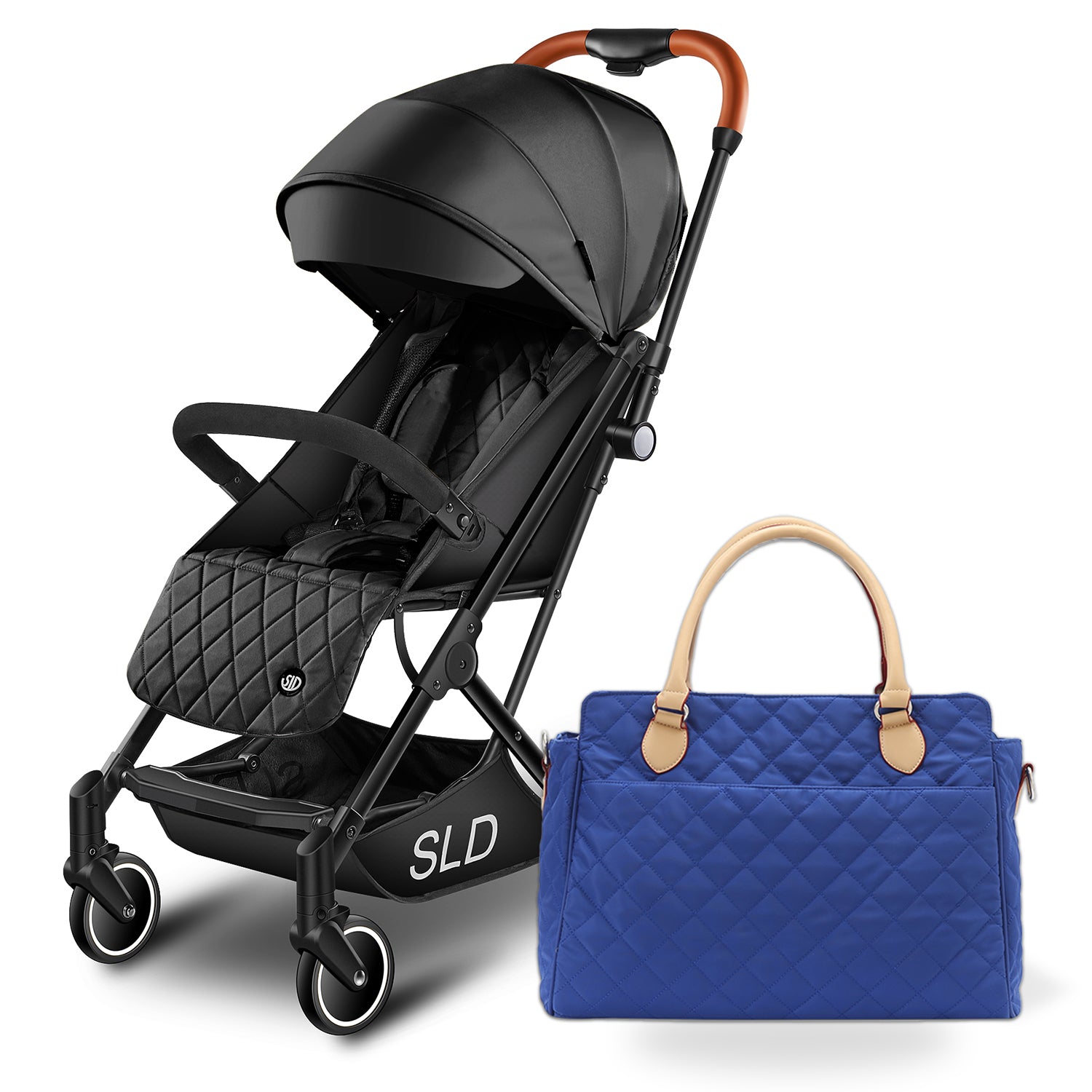 Travel Lite Stroller - SLD by TEKNUM with SUNVENO Styler Fashion diaper Bag - Black