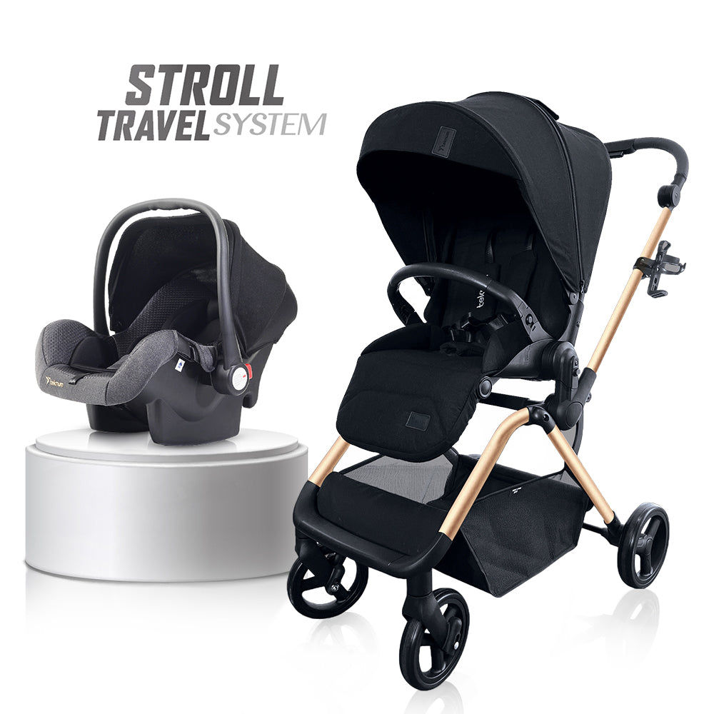 TEKNUM STROLL-1 Travel System w/Reversible Stroller and Baby Car Seat - Gold