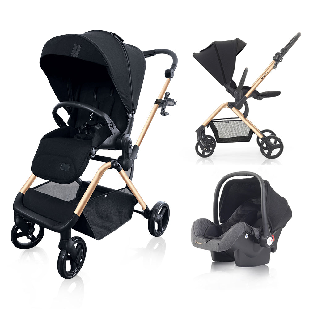 TEKNUM STROLL-1 Travel System w/Reversible Stroller and Baby Car Seat - Gold