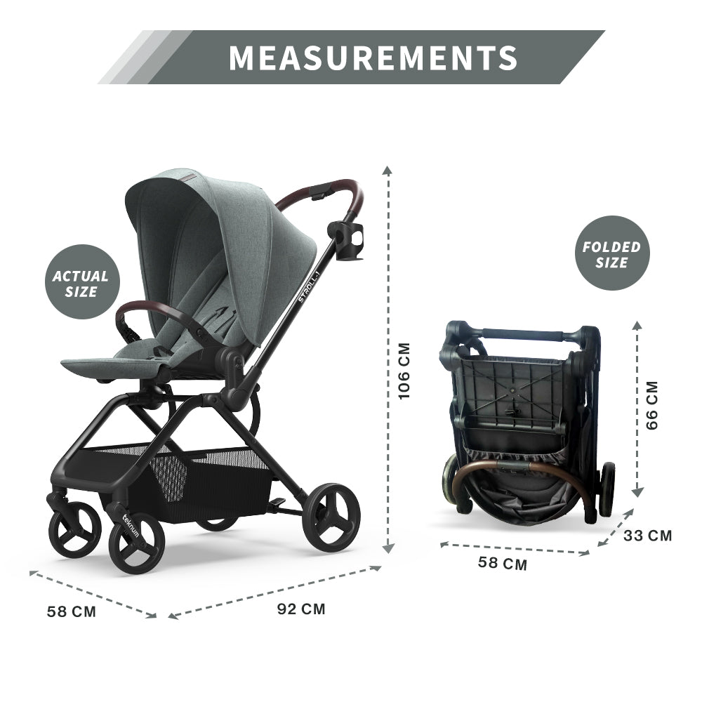TEKNUM STROLL-1 Travel System w/Reversible Stroller and Baby Car Seat - Olive Green