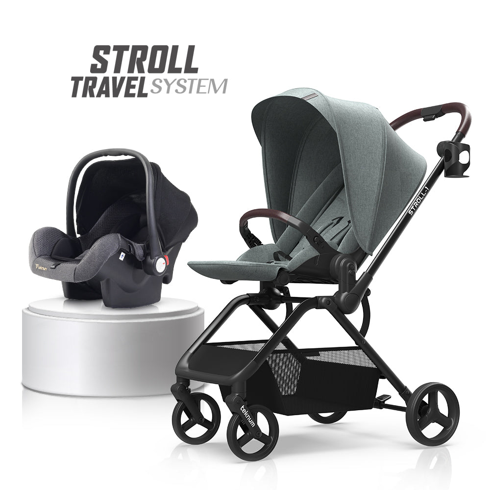 TEKNUM STROLL-1 Travel System w/Reversible Stroller and Baby Car Seat - Olive Green