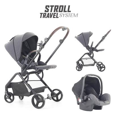 TEKNUM STROLL-1 Travel System w/Reversible Stroller and Baby Car Seat - Grey