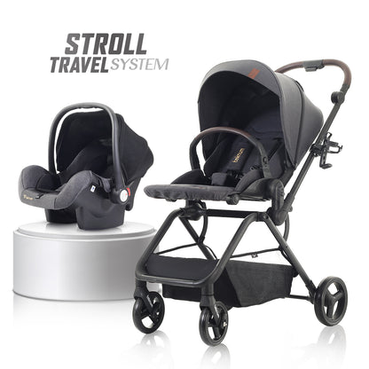 TEKNUM STROLL-1 Travel System w/Reversible Stroller and Baby Car Seat - Grey