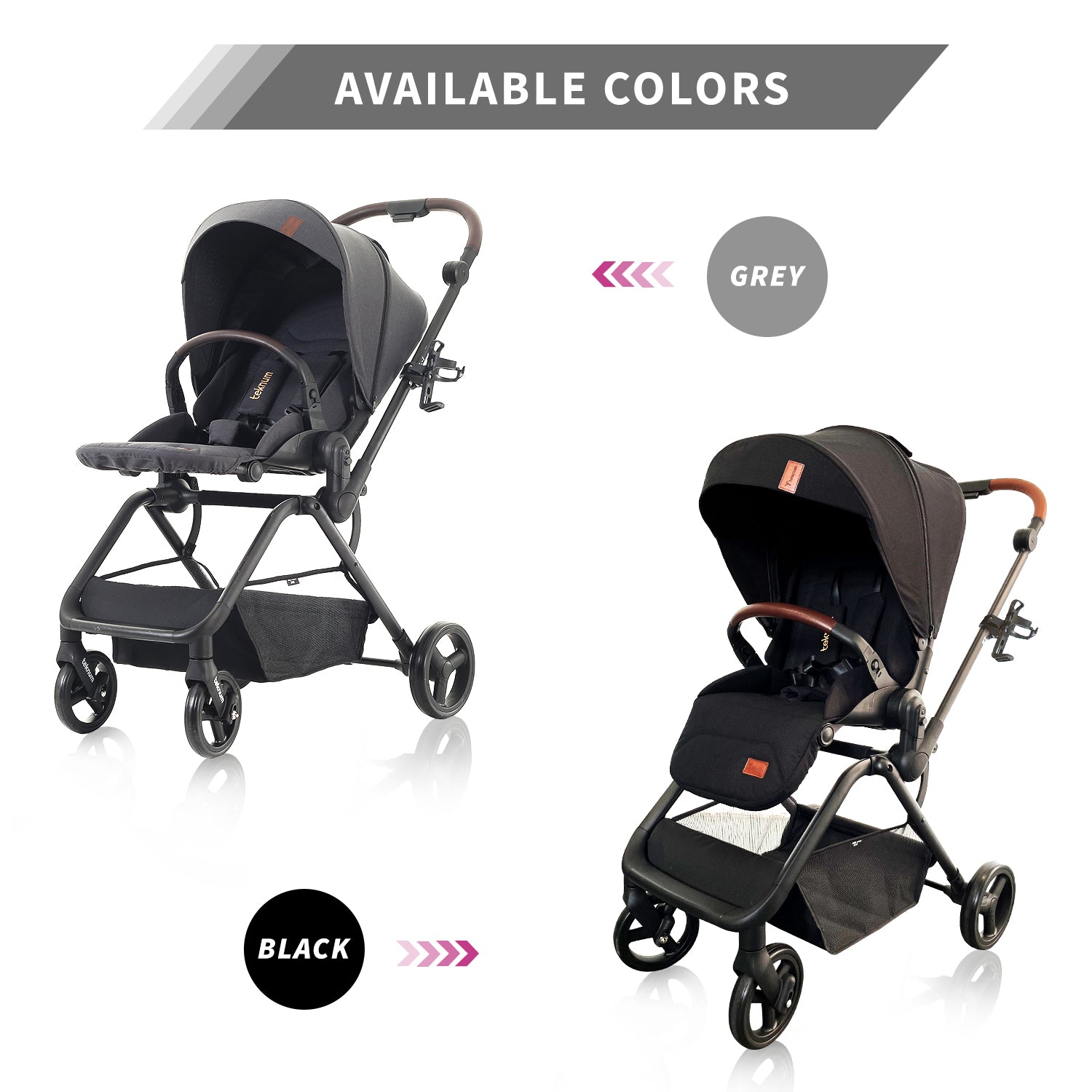TEKNUM STROLL-1 Travel System w/Reversible Stroller and Baby Car Seat - Grey