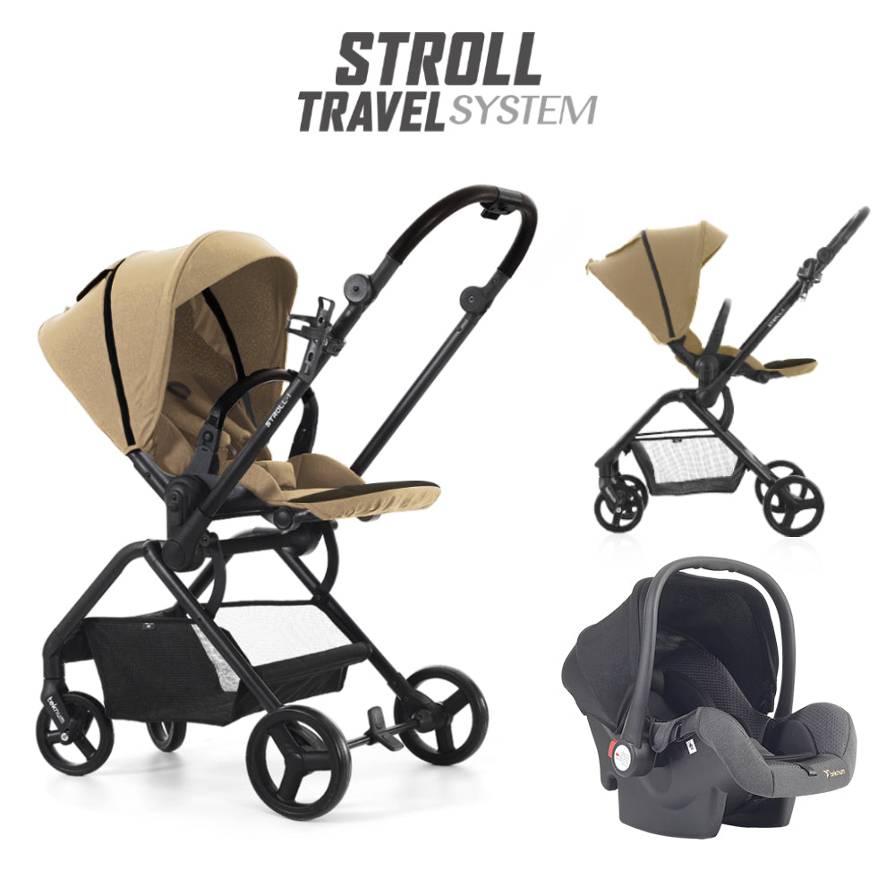 TEKNUM STROLL-1 Travel System w/Reversible Stroller and Baby Car Seat - Khaki