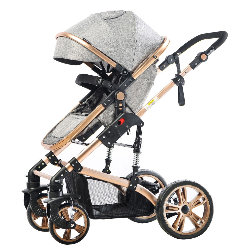 TEKNUM 3In1 Pram Stroller | Sleeping Bassinet | Extra Wide Seat | Wide Canopy | 360° Rotating Wheels | Fully Reclinable | Car Seat Compatible | Coffee Holder | Spill Proof Mat | Newborn Baby | 0 - 3 Years | Grey + Infant Car Seat