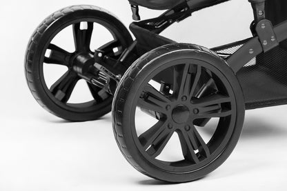 TEKNUM 3In1 Pram Stroller | Sleeping Bassinet | Extra Wide Seat | Wide Canopy | 360° Rotating Wheels | Fully Reclinable | Car Seat Compatible | Coffee Holder | Spill Proof Mat | Newborn Baby | 0 - 3 Years + Car Seat - Space Grey