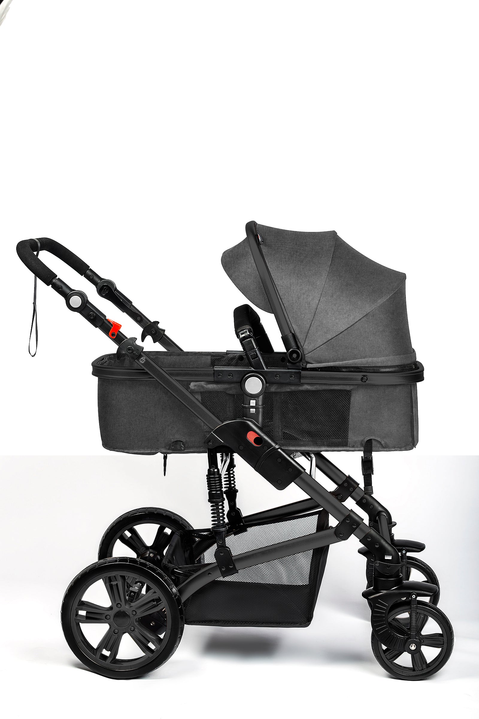TEKNUM 3In1 Pram Stroller | Sleeping Bassinet | Extra Wide Seat | Wide Canopy | 360° Rotating Wheels | Fully Reclinable | Car Seat Compatible | Coffee Holder | Spill Proof Mat | Newborn Baby | 0 - 3 Years + Car Seat - Space Grey