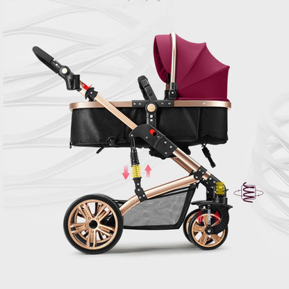 TEKNUM 3In1 Pram Stroller | Sleeping Bassinet | Extra Wide Seat | Wide Canopy | 360° Rotating Wheels | Fully Reclinable | Car Seat Compatible | Coffee Holder | Spill Proof Mat | Newborn Baby | 0 - 3 Years | Wine + Infant Car Seat