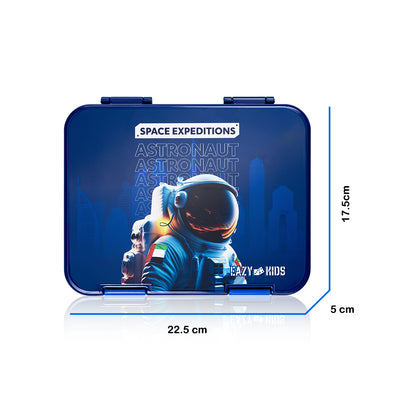 EAZY KIDS 4 & 6 Convertible Bento Lunch Box with Sandwich Cutter Set - Space UAE Blue