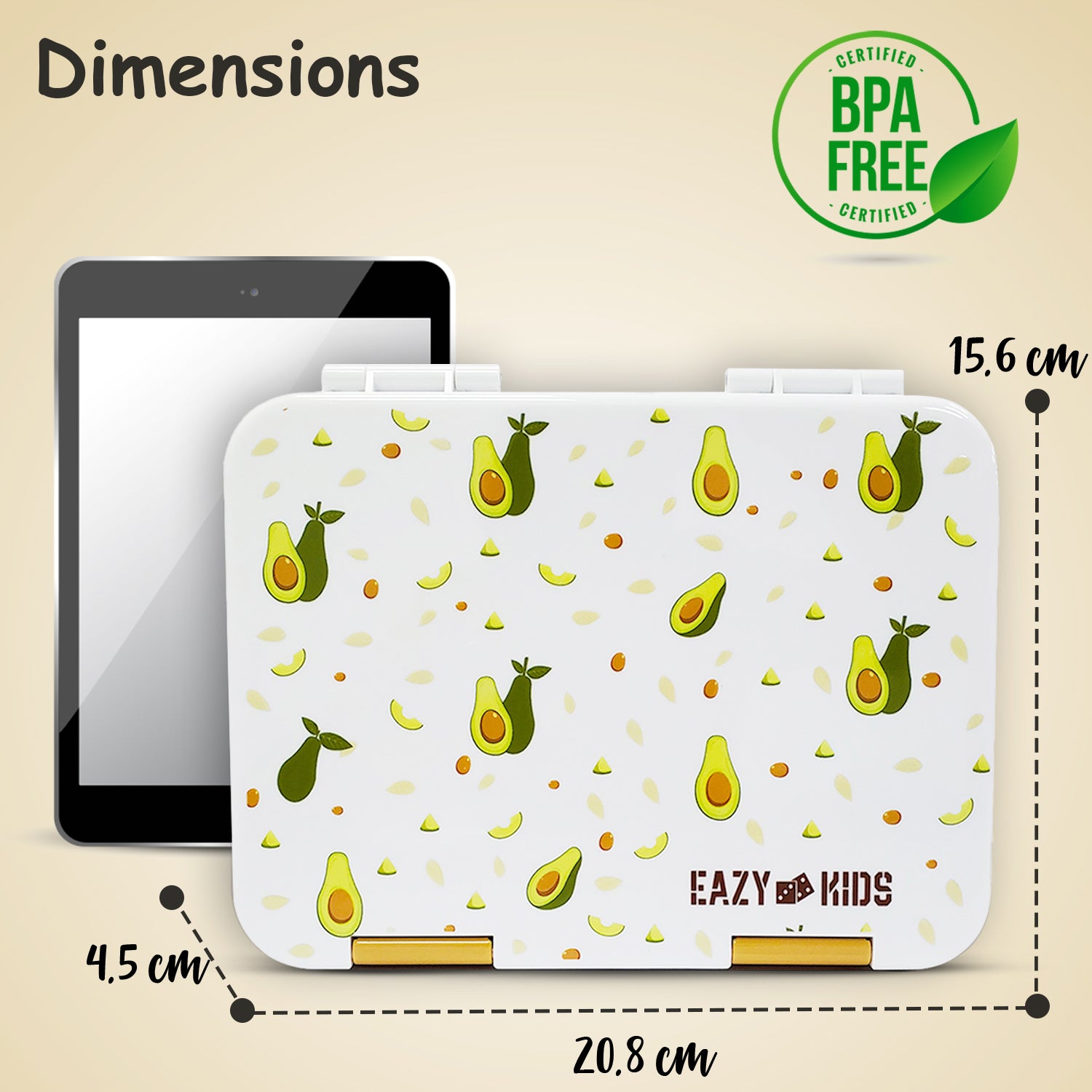 EAZY KIDS 6 & 4 Convertible Bento Lunch Box wt Sandwich Cutter Set - Avocado