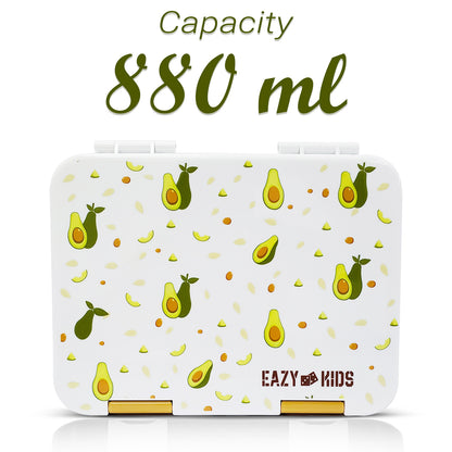 EAZY KIDS 6 & 4 Convertible Bento Lunch Box wt Sandwich Cutter Set - Avocado