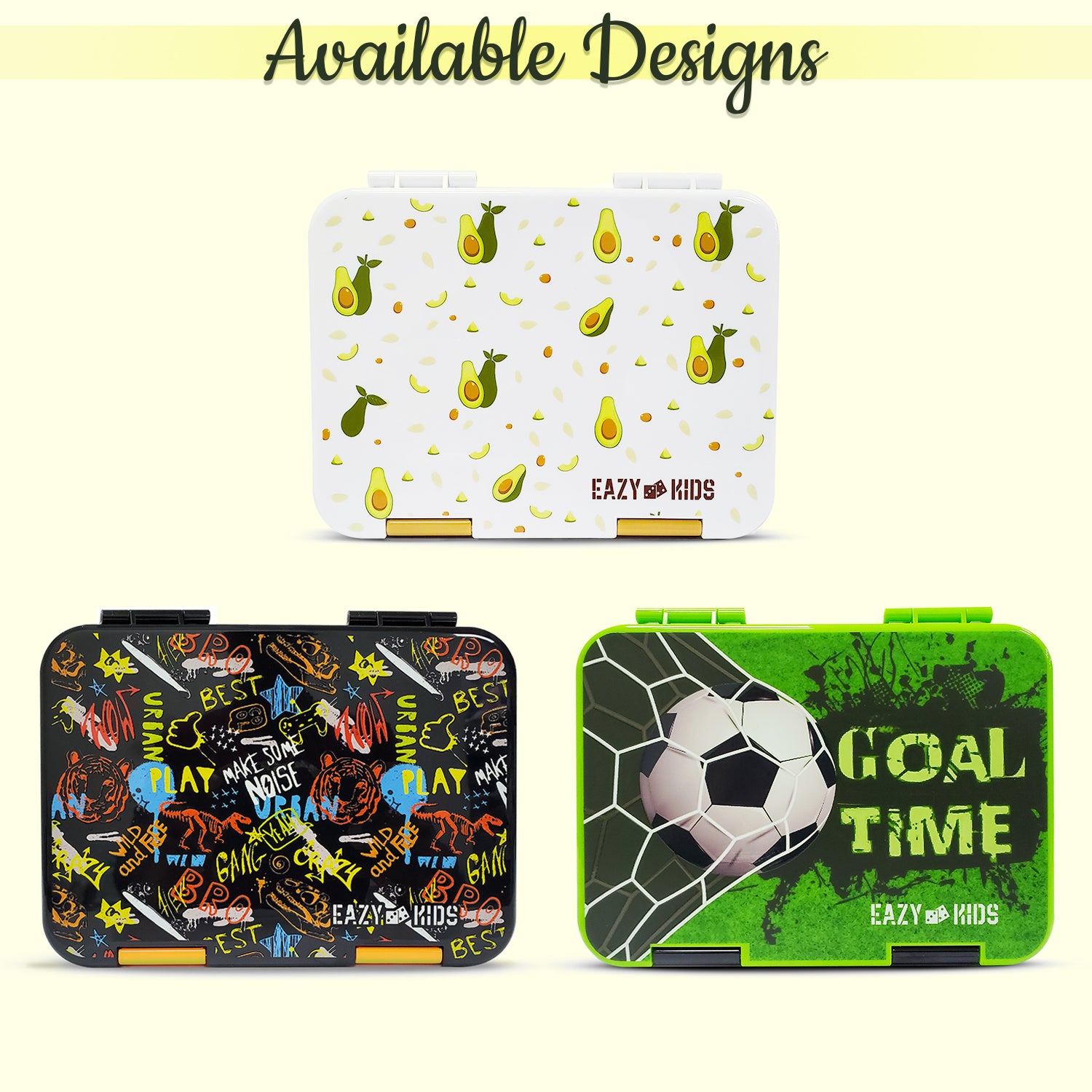 EAZY KIDS 6 & 4 Convertible Bento Lunch Box wt Sandwich Cutter Set - Dino Bro