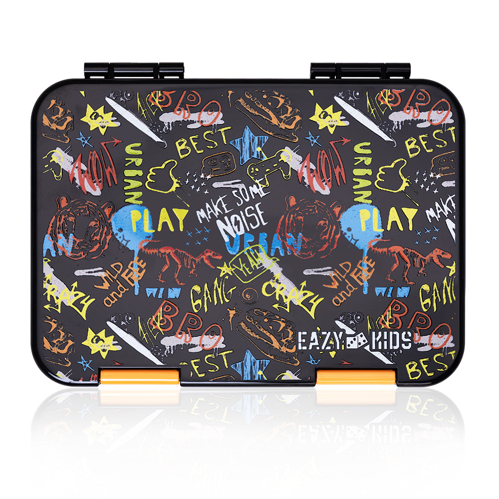 EAZY KIDS 6 & 4 Convertible Bento Lunch Box wt Sandwich Cutter Set - Dino Bro