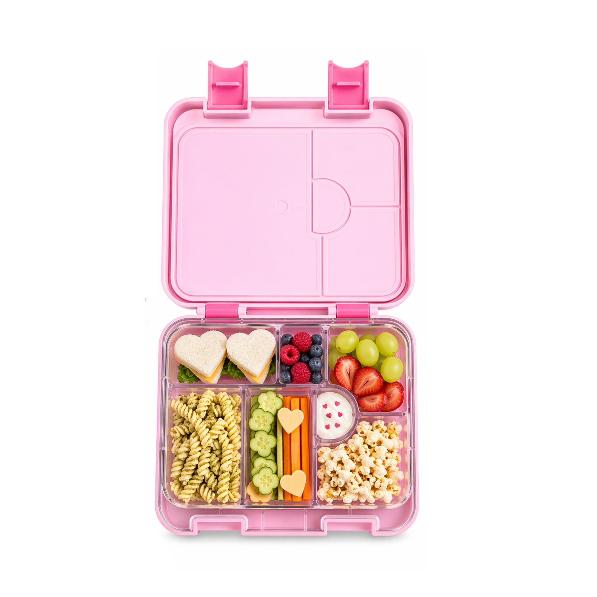 Eazy Kids 6 & 4 Convertible Bento Lunch Box w/Steel Spoon & Fork Set - Life Pink