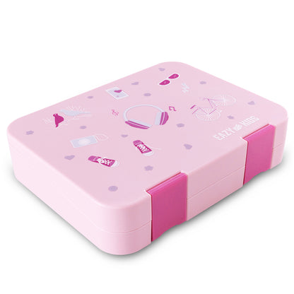 Eazy Kids Personalized 6 & 4 Convertible Bento Lunch Box w/Steel Spoon & Fork Set - Life Pink