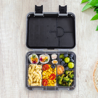 EAZY KIDS 6 & 4 Convertible Bento Lunch Box w/Steel Spoon & Fork Set and Alphabets Sticker - Car Racing Blue