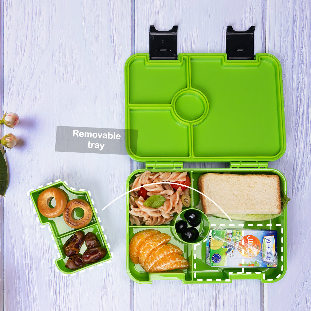 EAZY KIDS 6 & 4 Convertible Bento Lunch Box wt Sandwich Cutter Set - Goal Time