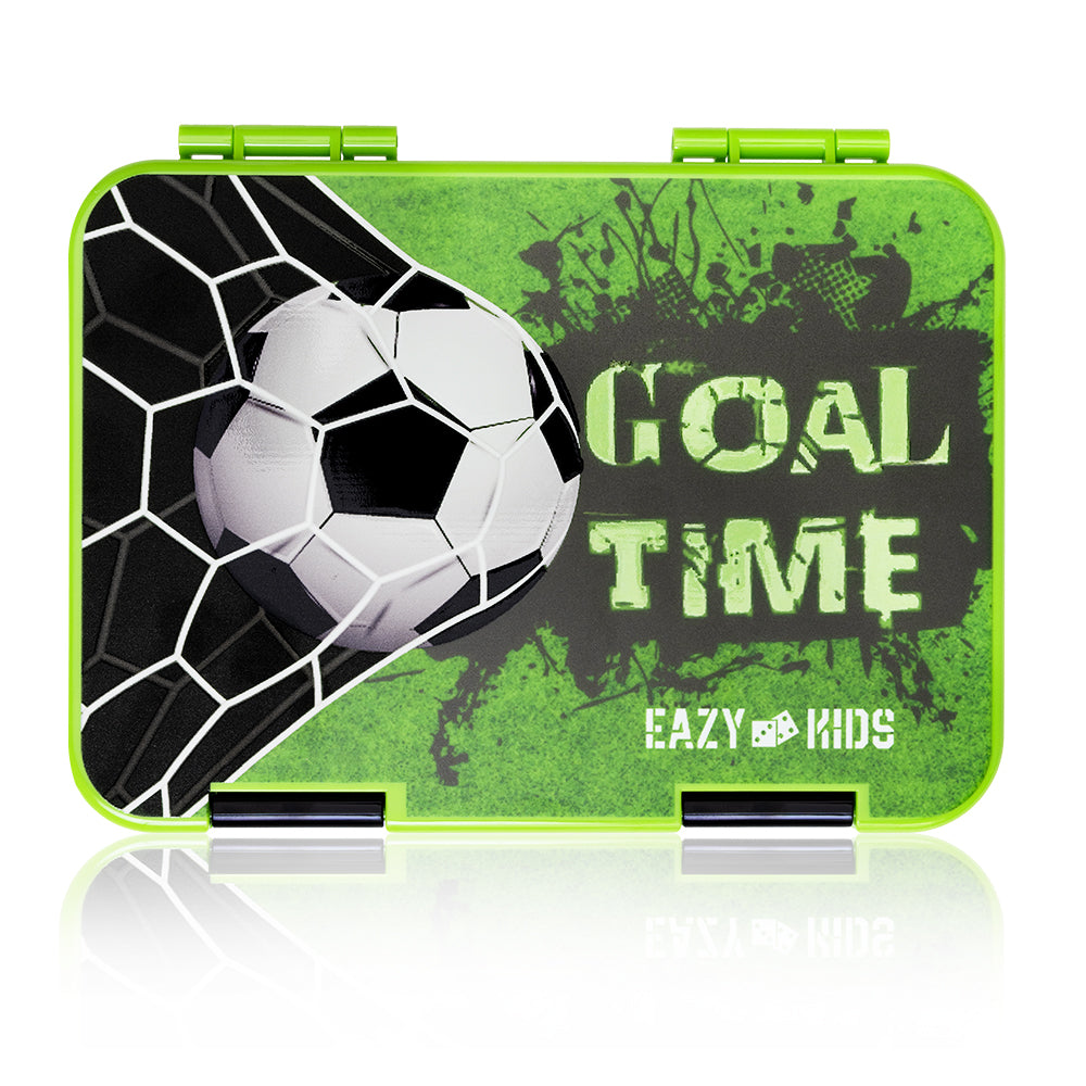 EAZY KIDS 6 & 4 Convertible Bento Lunch Box wt Sandwich Cutter Set - Goal Time