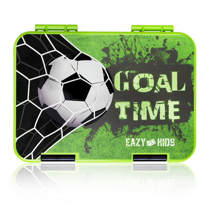 EAZY KIDS 6 & 4 Convertible Bento Lunch Box wt Sandwich Cutter Set - Goal Time