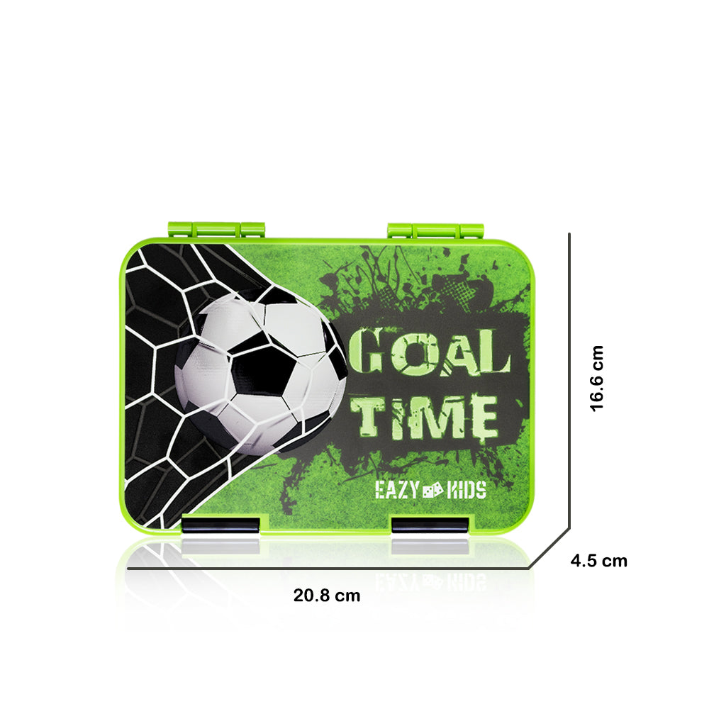 EAZY KIDS 6 & 4 Convertible Bento Lunch Box wt Sandwich Cutter Set - Goal Time