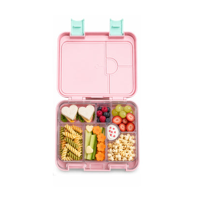 Eazy Kids 6 & 4 Convertible Bento Lunch Box w/Steel Spoon & Fork Set - Always Believe Pink