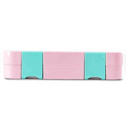Eazy Kids Personalized 6 & 4 Convertible Bento Lunch Box w/Steel Spoon & Fork Set - Always Believe Pink