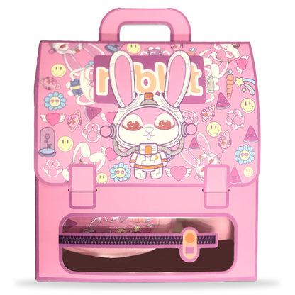 EAZY KIDS - Set of 2 - Lunch Box & Water Bottle - Rabbit Pink
