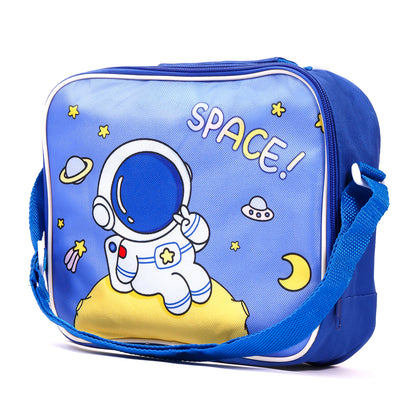 EAZY KIDS Lunch Box and Water Bottle With Bag - Space Blue