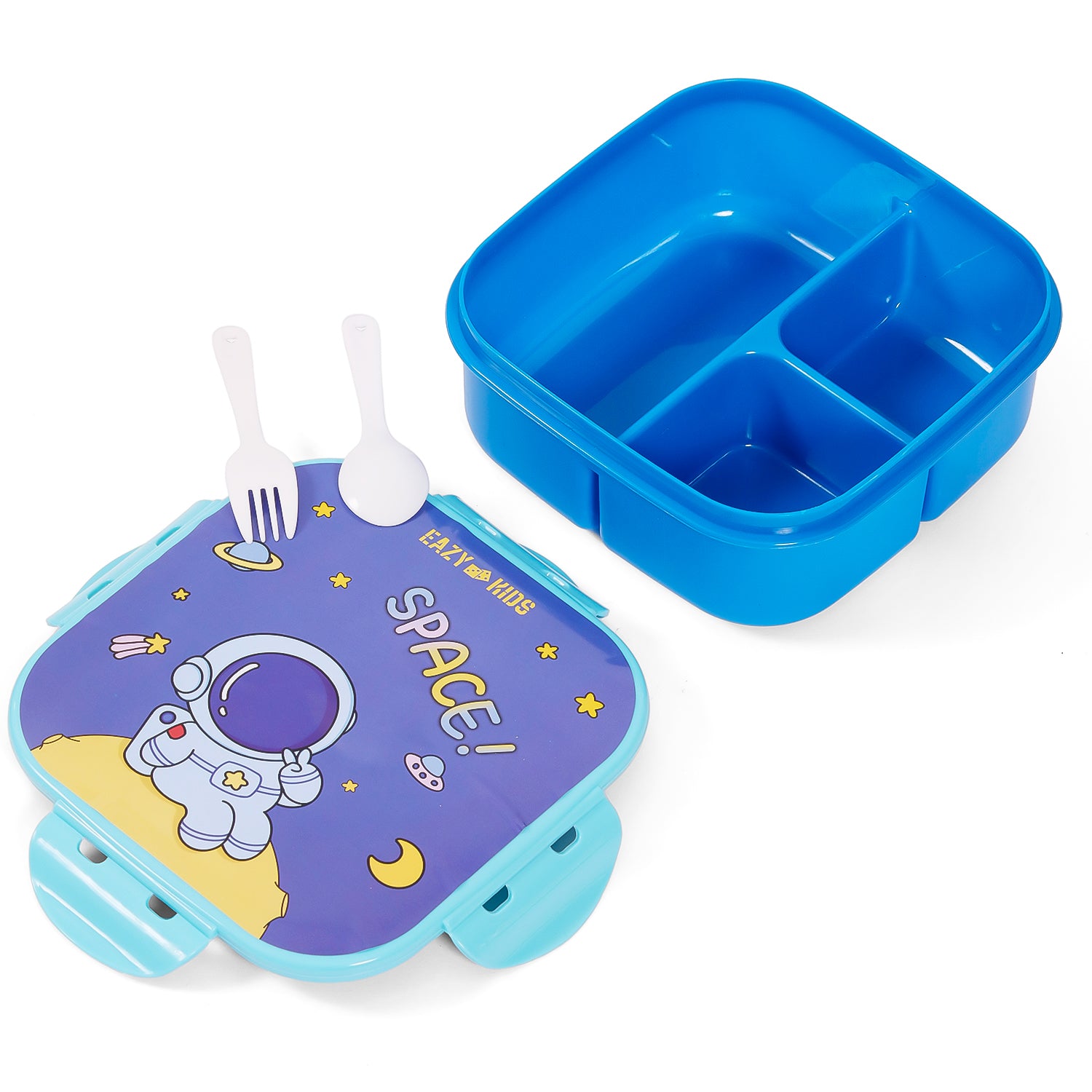EAZY KIDS Lunch Box and Water Bottle With Bag - Space Blue