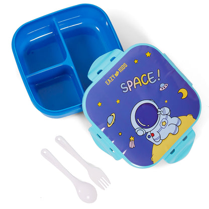 EAZY KIDS Lunch Box and Water Bottle With Bag - Space Blue