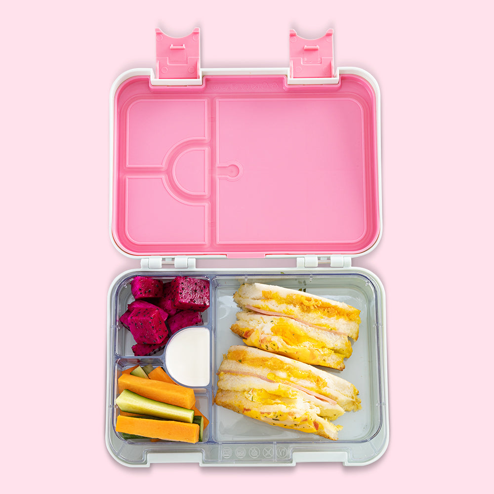 Eazy Kids 4 Compartment Bento Lunch Box – Leakproof BPA Free Food Container for Kids, Bicycle Mint