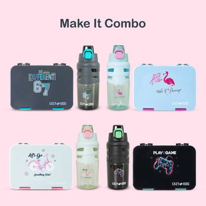 Eazy Kids Personalized 4 Compartment Bento Lunch Box ‚Äì Leakproof BPA Free Food Container for Kids, Bicycle Mint