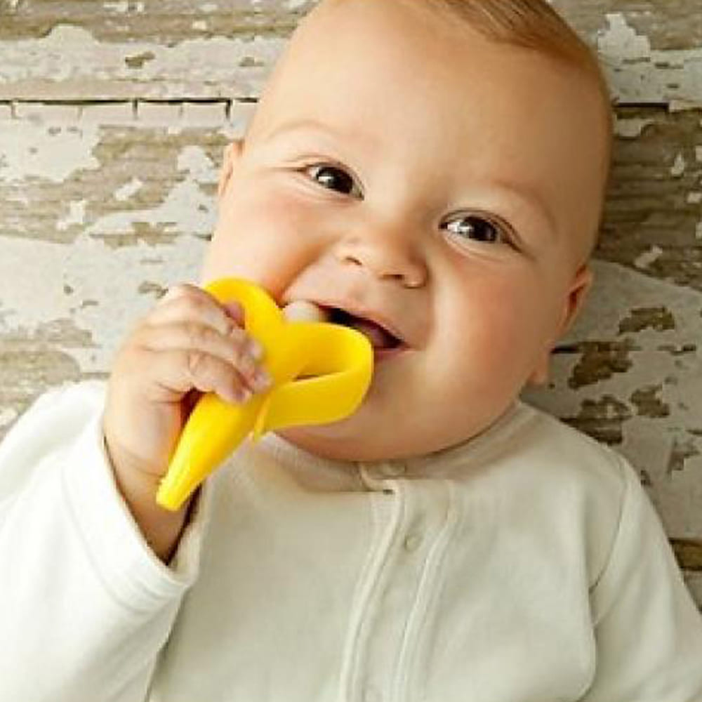 EAZY KIDS - Baby Banana Toothbrush and Teether - Yellow