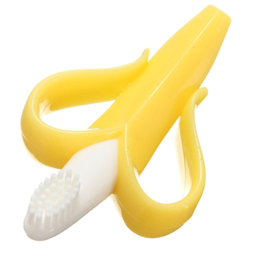 EAZY KIDS - Baby Banana Toothbrush and Teether - Yellow