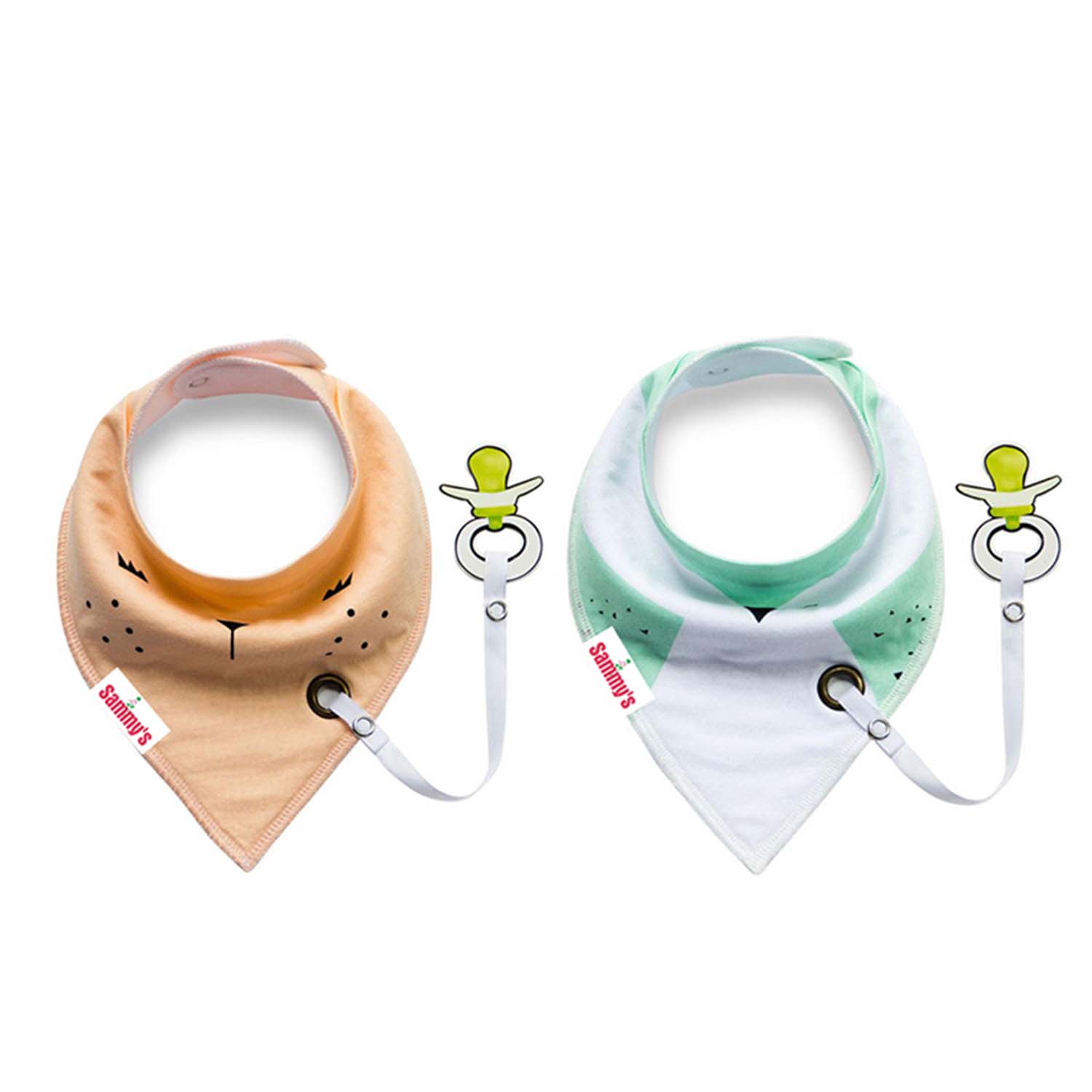 EAZY KIDS Bandana Drool Bibs Set of 2 – Organic Cotton - Orange Green