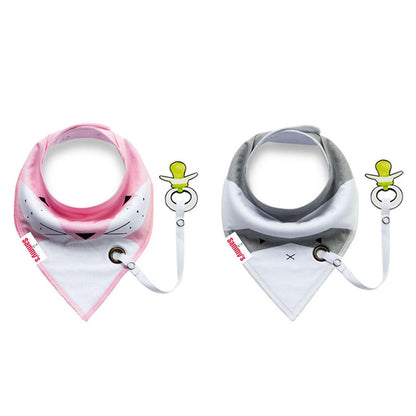 EAZY KIDS Bandana Drool Bibs Set of 2 – Organic Cotton - Pink Grey