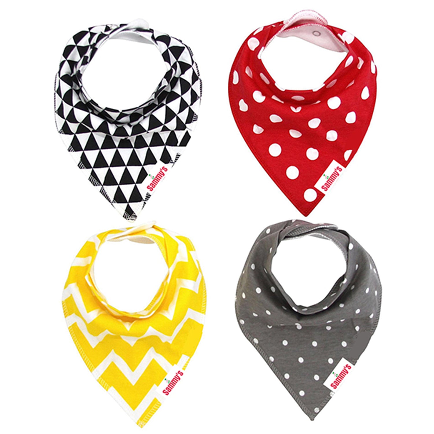 EAZY KIDS Bandana Bibs Set of 4 - Organic Cotton - Triangle Dots